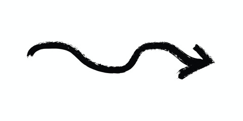 Naklejka premium Hand drawn black arrow a rough textured directional indicator on white background