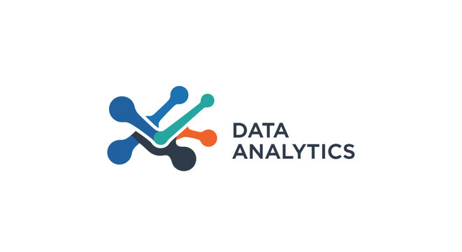Data analytics logo with abstract design.