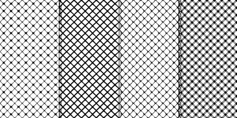 Four panels of diamond shaped netting patterns in black and white © Juna