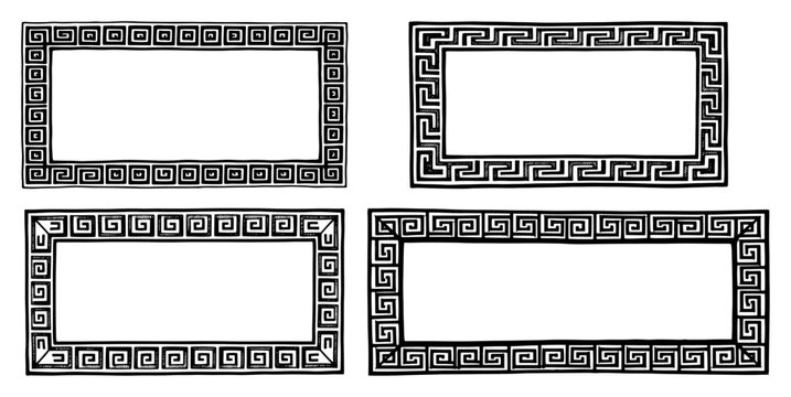 Greek key meander rectangular frames set in ancient geometric style