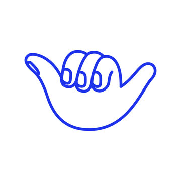 Vector hand drawn gesture, doodle sketchy illustration, hand showing surf sign, shaka hawaiian greeting