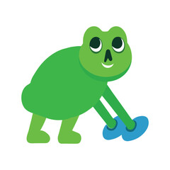 Obraz premium Frog bending low preparing to shoot hockey puck
