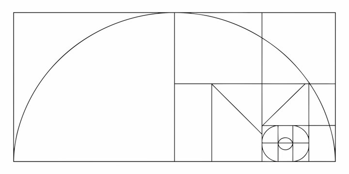 Illustration of the golden ratio and geometric proportions within a rectangle