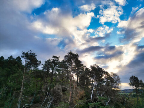 April 19th, 2026. Aerial View of Balmaha Valley Glasgow Landscape During Sunset Time. The village is a popular tourist destination for picnickers and day trippers from Glasgow