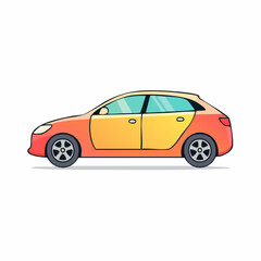 Obraz premium Cartoon Hatchback Car Illustration