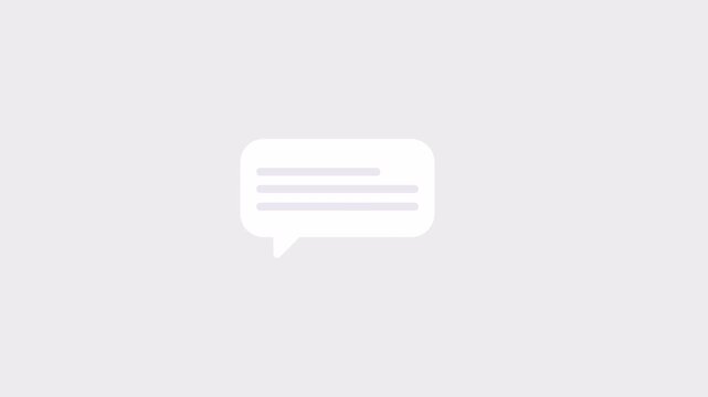 Chat bubble notification with warning concept animation, smooth 2D motion, minimal UI design, alpha channel