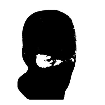 Silhouette of a man in a balaclava mask isolated on transparent background texture design