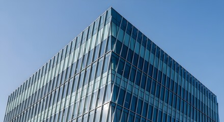 Obraz premium Blue buildings and blue sky with copy space for business banner design