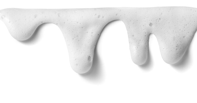 White soap foam, suds of detergent or shampoo.
