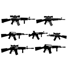 Obraz premium Collection of Silhouette Assault Rifles with Scopes