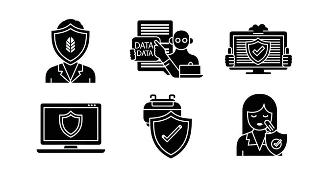 Cyber Security Icons: Data Protection, Privacy, and Digital Safety