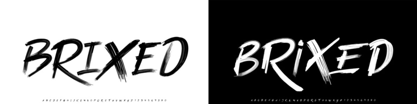 Brixed Brush vector font with texture. Creative hand drawn uppercase. Classic lettering fashion designs Typography script decorative vintage concept vector illustration