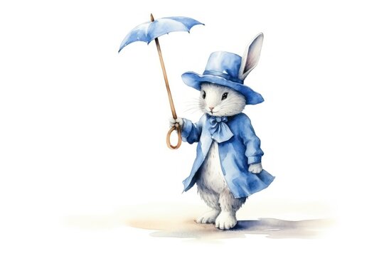 Rabbit standing white background representation.