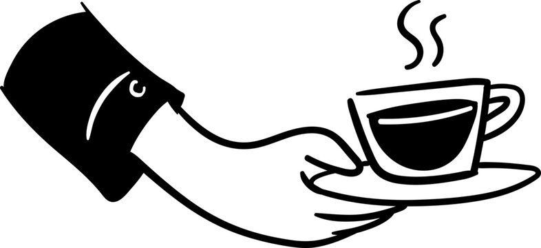 hand serving coffee cup doodle hand-drawn line art