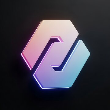 Abstract Glowing Hexagonal Logo Concept with Gradient Neon Light.