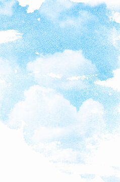 Retro blue sky and white clouds.