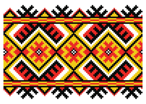 Lviv region, Ukrainian Diamond Embroidery Pattern in Black Red Yellow