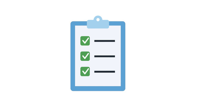 Illustrated depiction of a checklist with green checkmarks indicating task completion