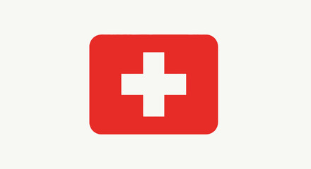Obraz premium Swiss Flag Emblem with Red and White Cross on White Background Healthcare Symbol