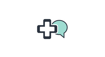 Obraz premium Medical Cross Symbol with Chat Bubble Icon Representing Healthcare Communication