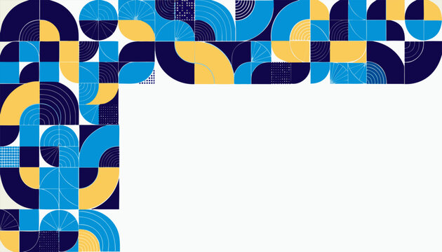 Modern Flat Vector Illustration with Circular Patterns and Mosaic Grid for Corporate Branding.eps