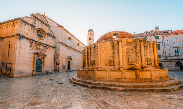 Dubrovnik Old Town, traditional Mediterranean stone architecture and historic charm, Croatia.