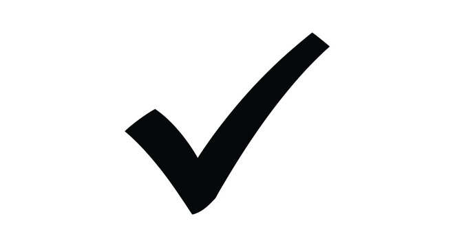 Simple black checkmark icon displayed on a plain white background