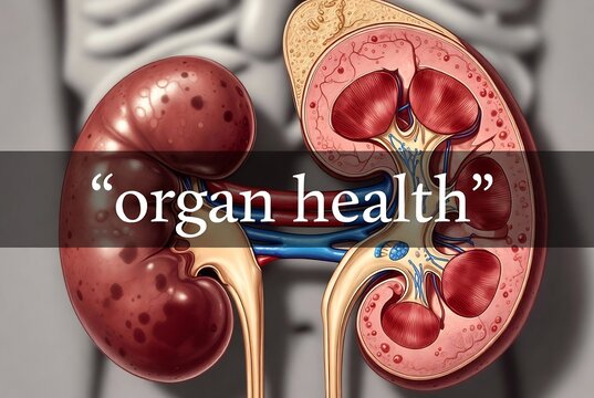 A medical illustration of human kidneys highlighting organ health.