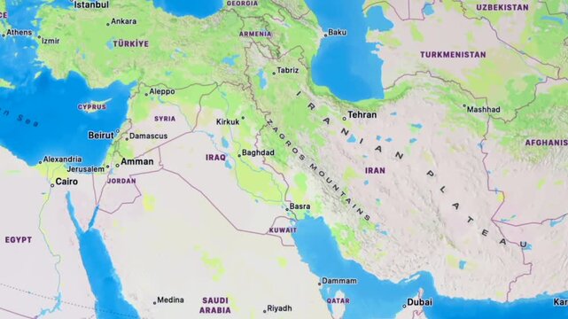 Iran Saudi Arabia and Middle East map