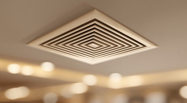 Square air vent diffuser on ceiling in modern room