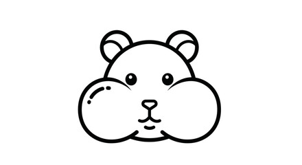 Obraz premium Cute Hamster Face, Chubby Cheeks, Cartoon Style, Outline Drawing