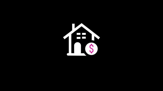 A clean white outline of a house with a chimney and arched doorway is centrally positioned on a solid black background, conveying a sense of simplicity and clarity for various needs