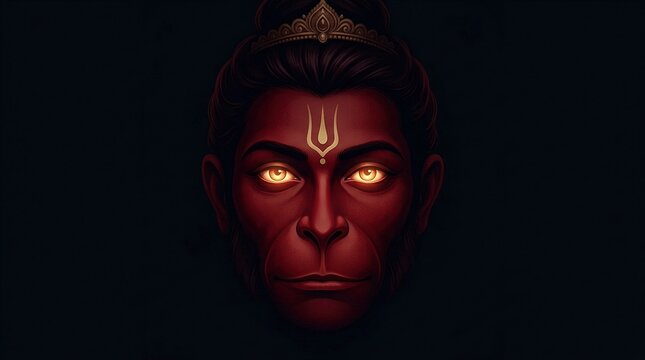 Divine Lord Hanuman with Glowing Aura and Sacred Power