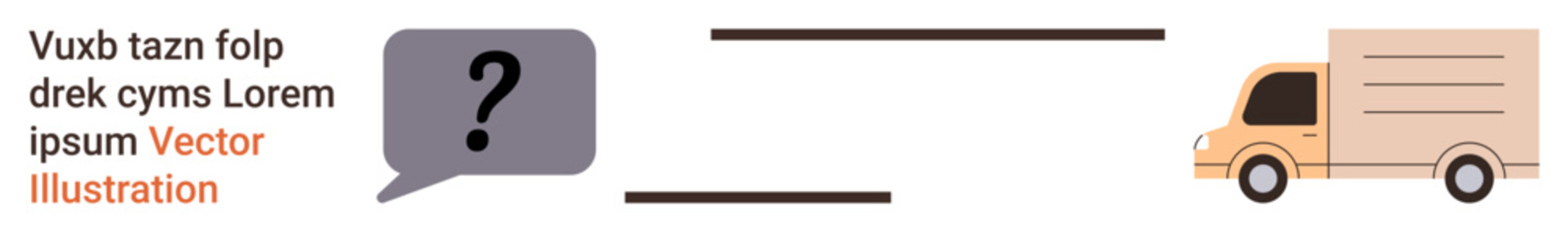 Logistics, delivery, online support, shipping solutions, customer inquiries, problem-solving. Speech bubble with question mark next to a cargo truck. Logistics and delivery communication concept