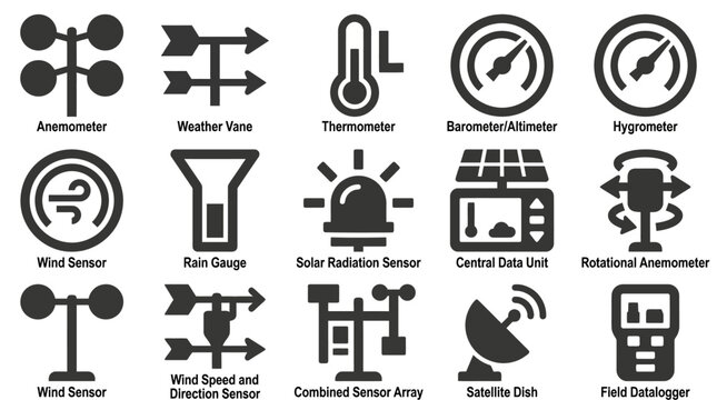 Weather monitoring system with various sensors and devices installed outdoors