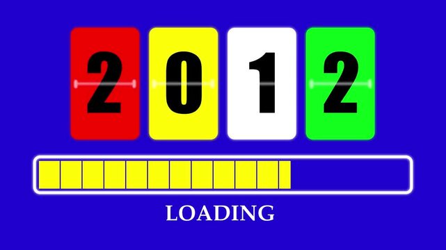 2012 Number Flip Loading Animation with Progress Bar. Futuristic Countdown Background 4K.