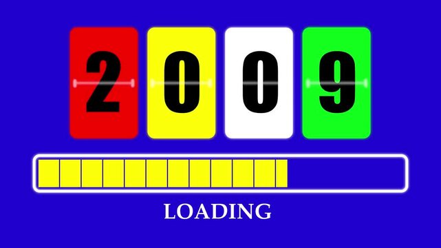 2009 Number Flip Loading Animation with Progress Bar. Futuristic Countdown Background 4K.