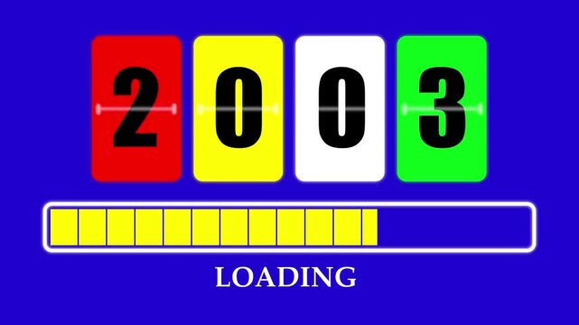 2003 Number Flip Loading Animation with Progress Bar. Futuristic Countdown Background 4K.
