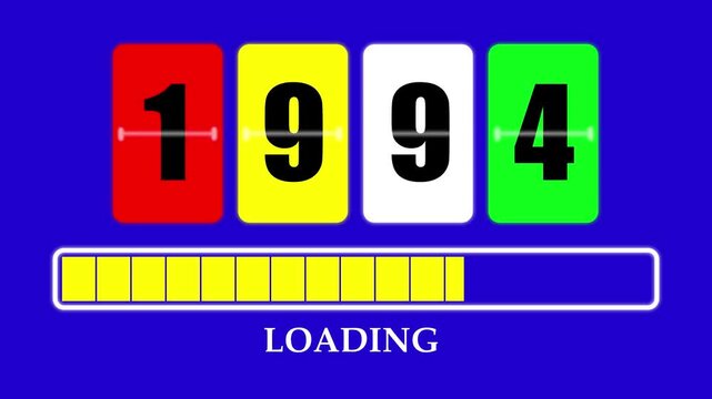 1994 Number Flip Loading Animation with Progress Bar. Futuristic Countdown Background 4K.