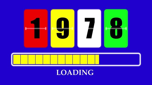 1978 Number Flip Loading Animation with Progress Bar. Futuristic Countdown Background 4K.