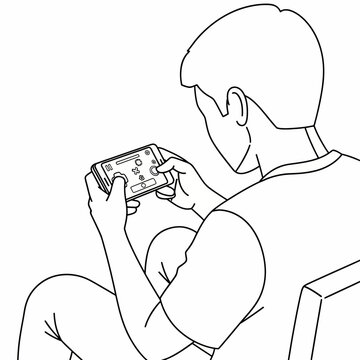 Minimalist male head profile vector illustration in dashed line art