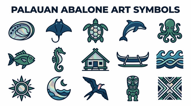 Palauan Abalone Art Symbols - Marine Life and Culture Icons