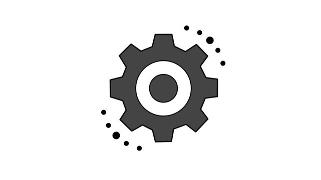 Animated rotating gear icon loop, 2D flat minimalist design for settings, UI UX, and processing concepts