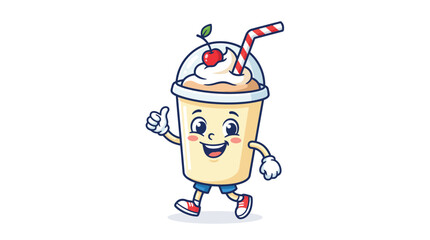 Obraz premium Cute Milkshake Mascot Vector Illustration - Vintage Cartoon Character