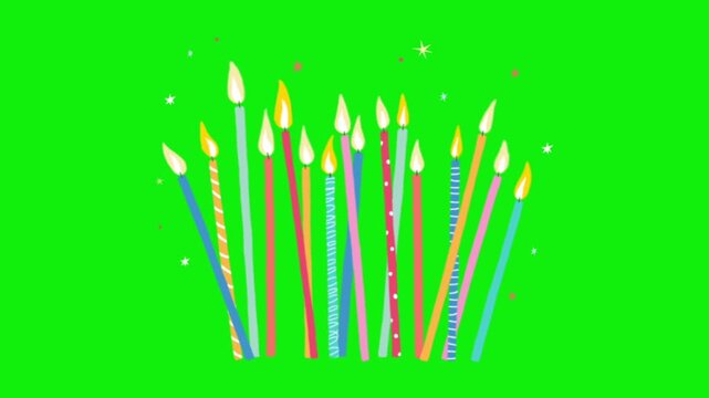 Birthday Candles Animation on Green Screen &ndash; Festive Celebration Overlay Video