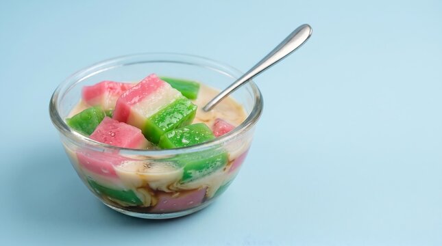 Traditional Es Selendang Mayang Jelly Pastel Powder Blue Background