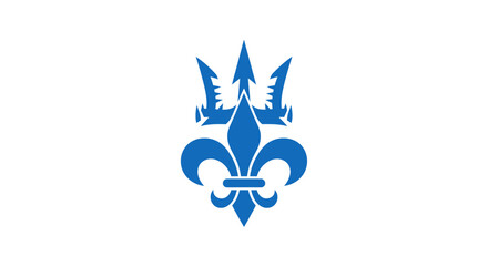 Blue fleur de lis and trident symbol on white background for design elements © pikri