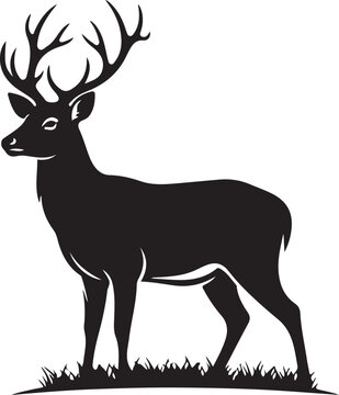 deer, stag, buck, antler, silhouette, vector, illustration, wildlife, animal, forest, nature, hunting, trophy, elk, forest, wilderness, isolated, black, white, icon, logo, sign, symbol, simple, minima