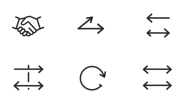 Seamless Interactions: A collection of concise symbols conveying partnership, exchange, and repetition for clear communication.