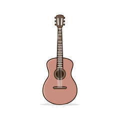Obraz premium Acoustic guitar with six strings and tuning pegs isolated on white background
